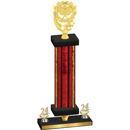 Premium Single Red Glacier Year Pickleball Trophy