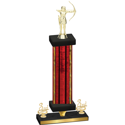 Premium Single Red Glacier Third Place Archery Trophy