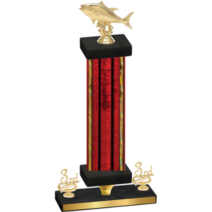 Premium Single Red Glacier Third Place Fishing Trophy