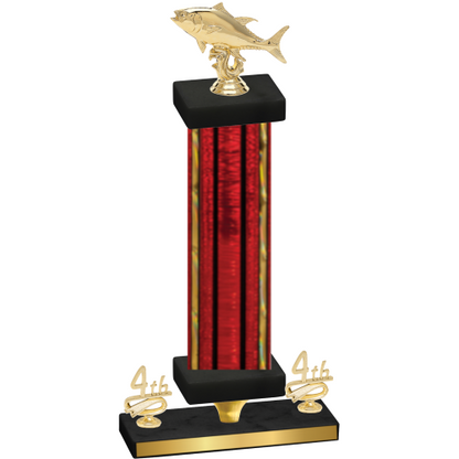 Premium Single Red Glacier Fourth Place Fishing Trophy