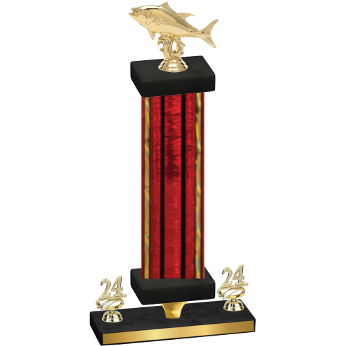 Premium Single Red Glacier Year Fishing Trophy