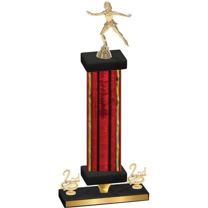 Premium Single Red Glacier Second Place Skater Trophy