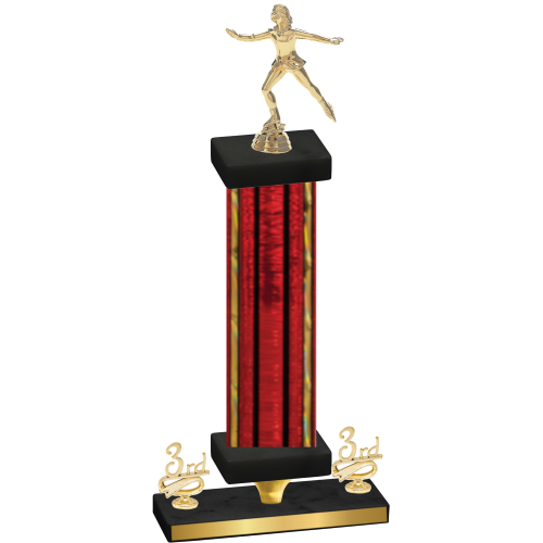 Premium Single Red Glacier Third Place Skater Trophy