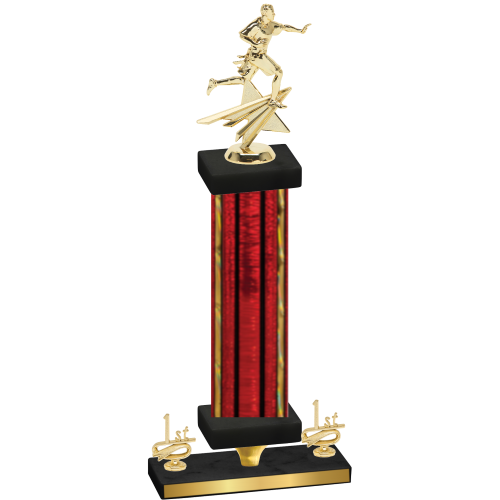 Premium Single Red Glacier First Place Flag Football Trophy