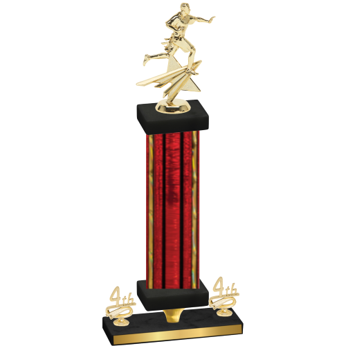 Premium Single Red Glacier Fourth Place Flag Football Trophy