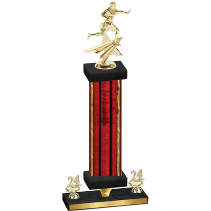 Premium Single Red Glacier Year Flag Football Trophy