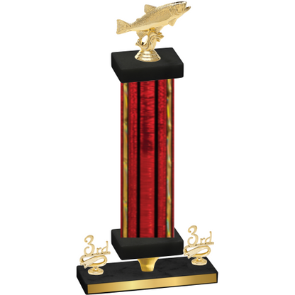 Premium Single Red Glacier Third Place Fishing Trophy