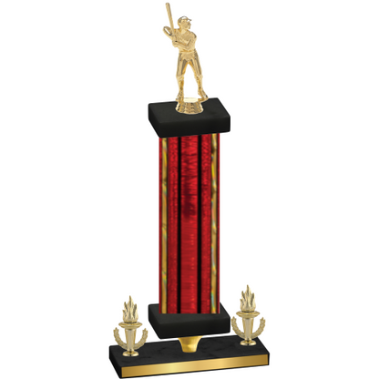 Premium Single Red Glacier Victory Baseball Trophy