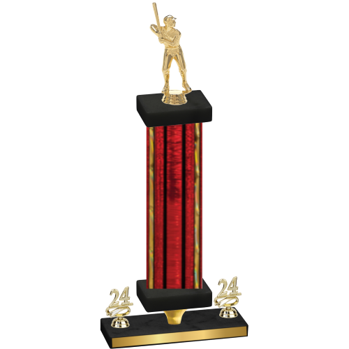 Premium Single Red Glacier Year Baseball Trophy