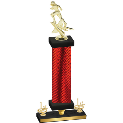 Premium Single Red Carbon Fiber First Place Football Trophy