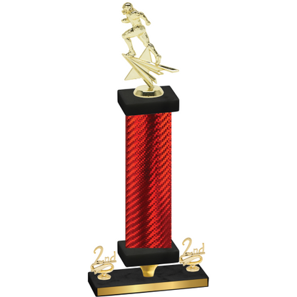 Premium Single Red Carbon Fiber Second Place Football Trophy