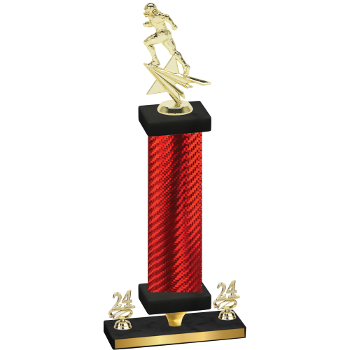 Premium Single Red Carbon Fiber Year Football Trophy