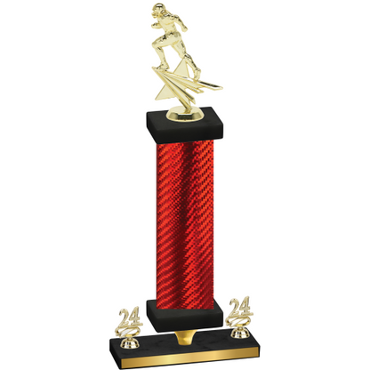 Premium Single Red Carbon Fiber Year Football Trophy