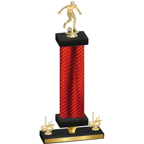 Premium Single Red Carbon Fiber First Place Soccer Trophy