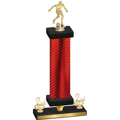 Premium Single Red Carbon Fiber Second Place Soccer Trophy