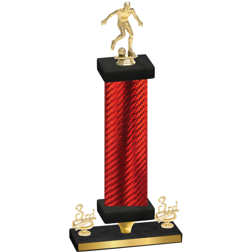 Premium Single Red Carbon Fiber Third Place Soccer Trophy