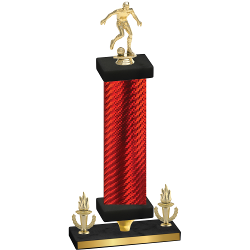 Premium Single Red Carbon Fiber Victory Soccer Trophy