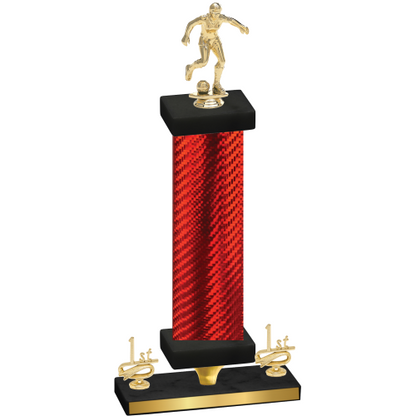 Premium Single Red Carbon Fiber First Place Soccer Trophy