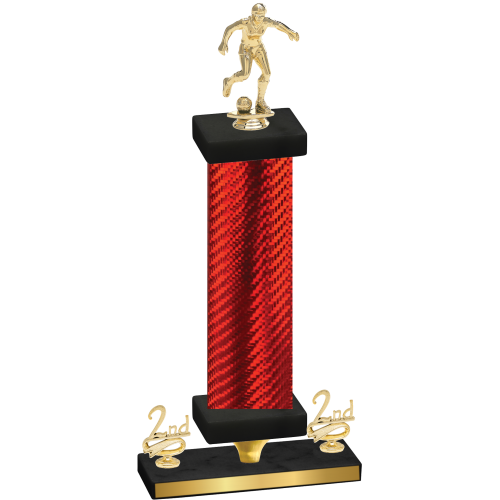 Premium Single Red Carbon Fiber Second Place Soccer Trophy