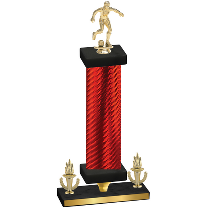 Premium Single Red Carbon Fiber Victory Soccer Trophy