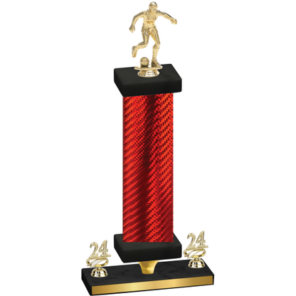 Premium Single Red Carbon Fiber Year Soccer Trophy