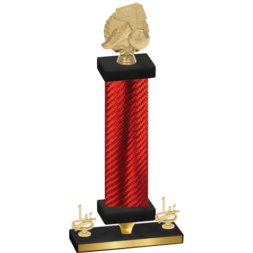 Premium Single Red Carbon Fiber First Place Soccer Trophy