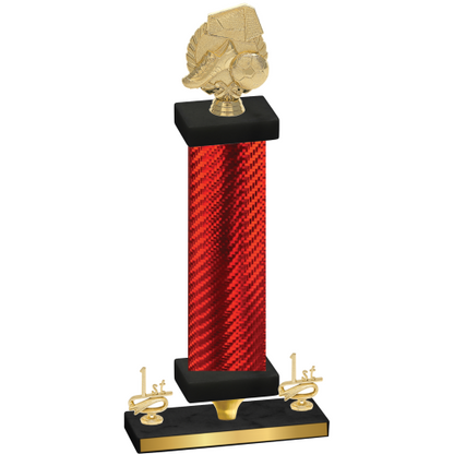 Premium Single Red Carbon Fiber First Place Soccer Trophy