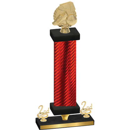 Premium Single Red Carbon Fiber Second Place Soccer Trophy