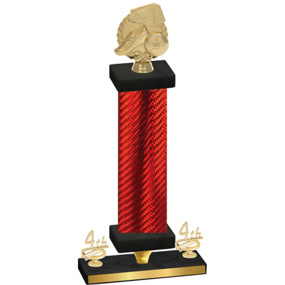 Premium Single Red Carbon Fiber Fourth Place Soccer Trophy