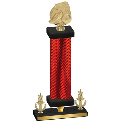 Premium Single Red Carbon Fiber Victory Soccer Trophy