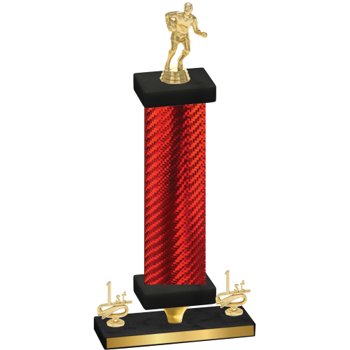 Premium Single Red Carbon Fiber First Place Rugby Trophy