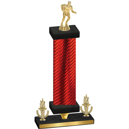 Premium Single Red Carbon Fiber Victory Rugby Trophy