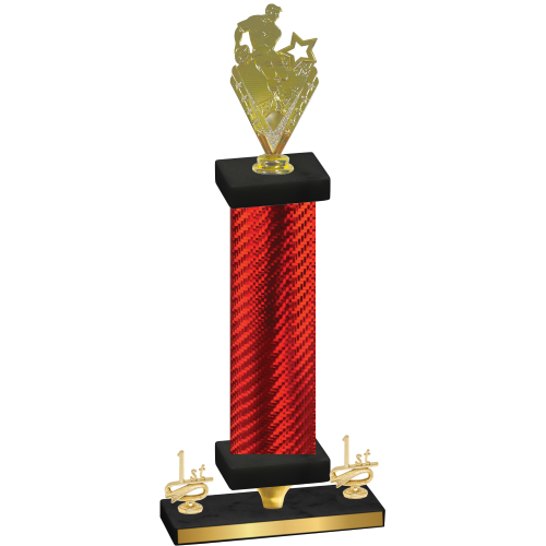 Premium Single Red Carbon Fiber First Place Rugby Trophy