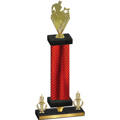 Premium Single Red Carbon Fiber Victory Rugby Trophy