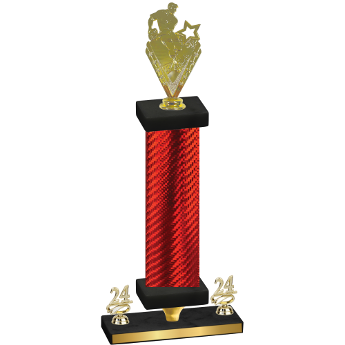 Premium Single Red Carbon Fiber Year Rugby Trophy