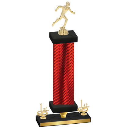 Premium Single Red Carbon Fiber First Place Running Trophy