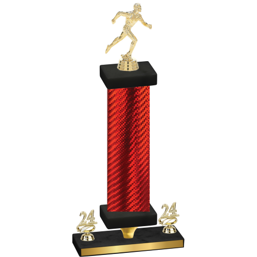 Premium Single Red Carbon Fiber Year Running Trophy