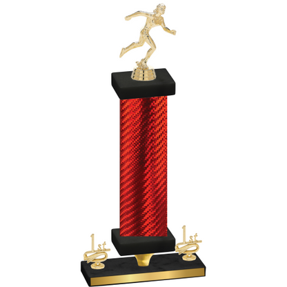 Premium Single Red Carbon Fiber First Place Running Trophy