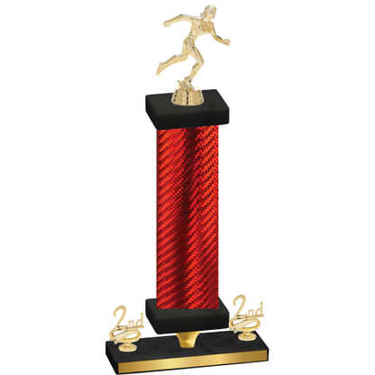 Premium Single Red Carbon Fiber Second Place Running Trophy