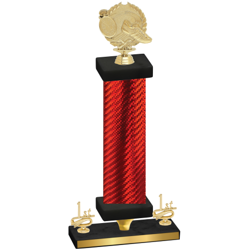 Premium Single Red Carbon Fiber First Place Running Trophy