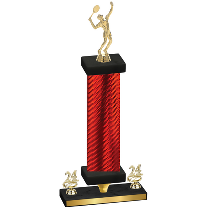 Premium Single Red Carbon Fiber Year Tennis Trophy