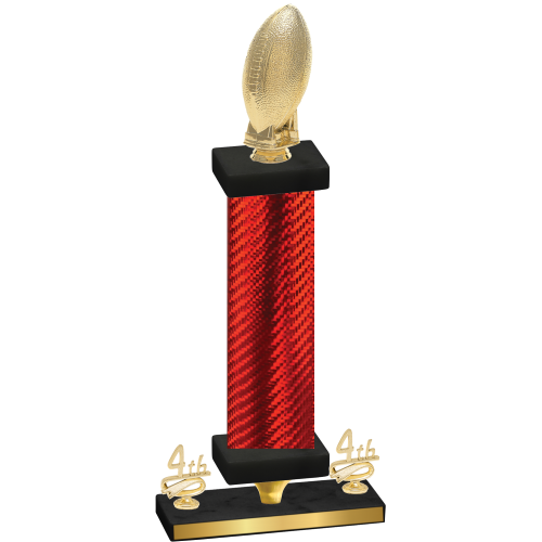 Premium Single Red Carbon Fiber Fourth Place Football Trophy