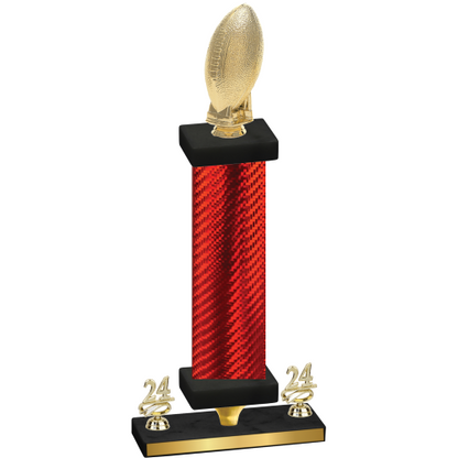 Premium Single Red Carbon Fiber Year Football Trophy