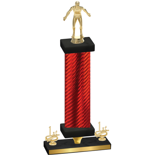 Premium Single Red Carbon Fiber First Place Wrestling Trophy