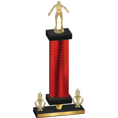 Premium Single Red Carbon Fiber Victory Wrestling Trophy