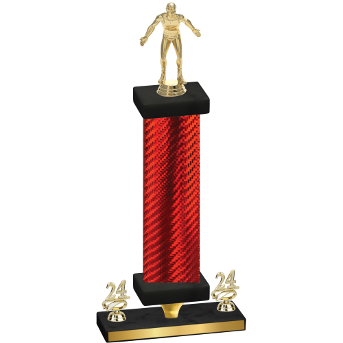 Premium Single Red Carbon Fiber Year Wrestling Trophy