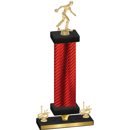 Premium Single Red Carbon Fiber First Place Bowling Trophy