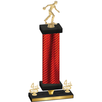 Premium Single Red Carbon Fiber Fourth Place Bowling Trophy