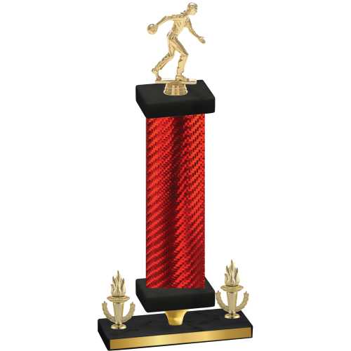 Premium Single Red Carbon Fiber Victory Bowling Trophy