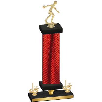 Premium Single Red Carbon Fiber First Place Bowling Trophy